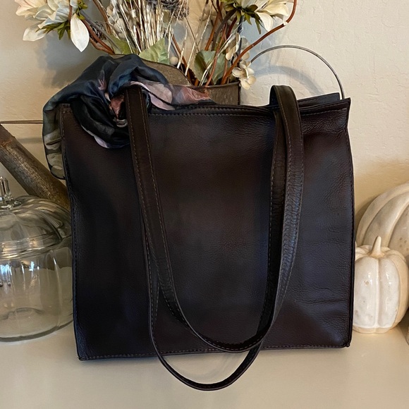 Le Donne leather collection espresso color tote - Picture 1 of 11